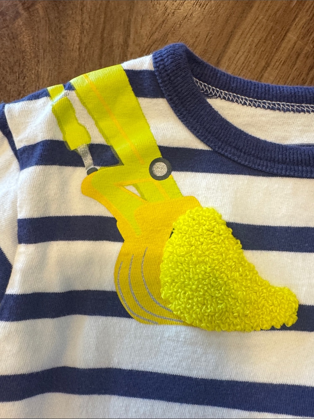 Mini Boden Striped Kids Tee with Colorful Truck & Tractor Appliqués - Picture 3 of 5
